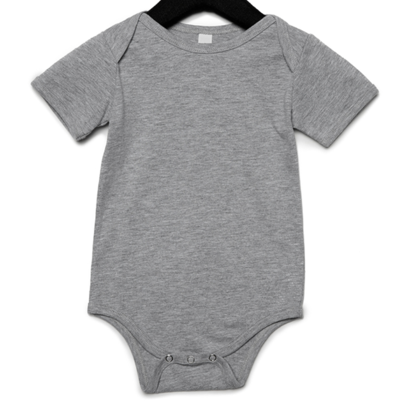 Bella + Canvas Infant Short Sleeved Body Suit (Heather Grey/Black text) Main Image